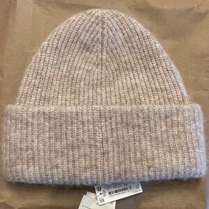 ARKET Alpaca-Wool Chunky Rib-Knit Beanie Beige, OS, NWT